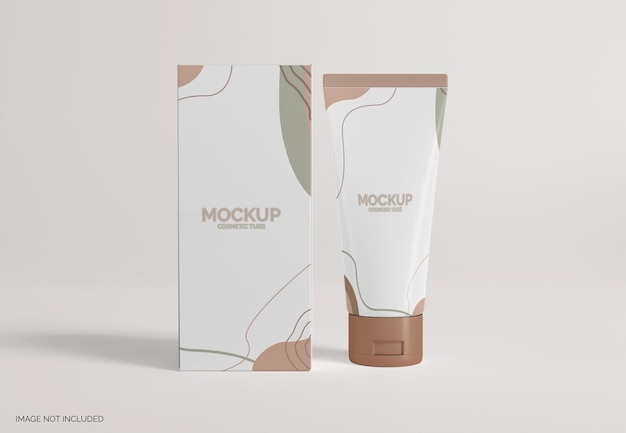Tubo di crema cosmetica con mockup di imballaggio in scatola