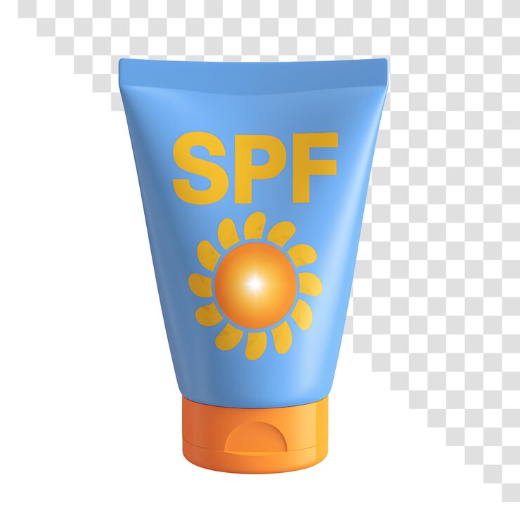 PSD tubo di protezione solare blu brillante con spf e icona solare