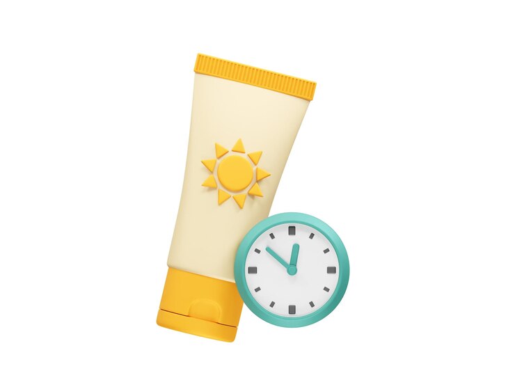 PSD tubo di protezione solare con un'icona di orologio illustrazione 3d