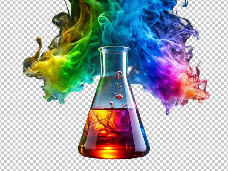 PSD tubo di prova con diversi colori di liquido in loro