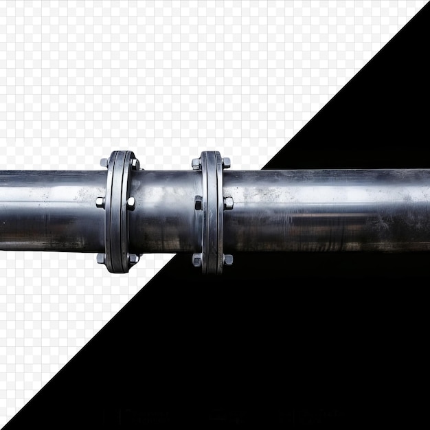 PSD tubo metálico horizontal hecho de metal sobre un fondo aislado blanco y negro aislado