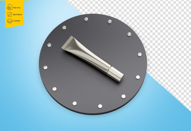 Tubo de productos cosméticos vacío de plata 3d Mock Up Concepto de reloj 350 Tiempo tres cincuenta Ilustración 3d