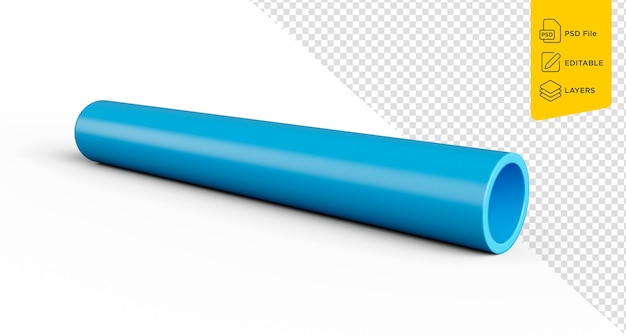 PSD tubo de pvc azul aislado en ilustración 3d de fondo aislado