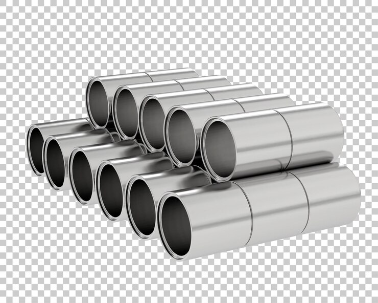 PSD tubos de construção na ilustração de renderização 3d de fundo transparente