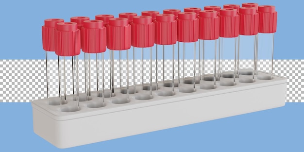 PSD tubos de exame de sangue com renderização 3d transparentes
