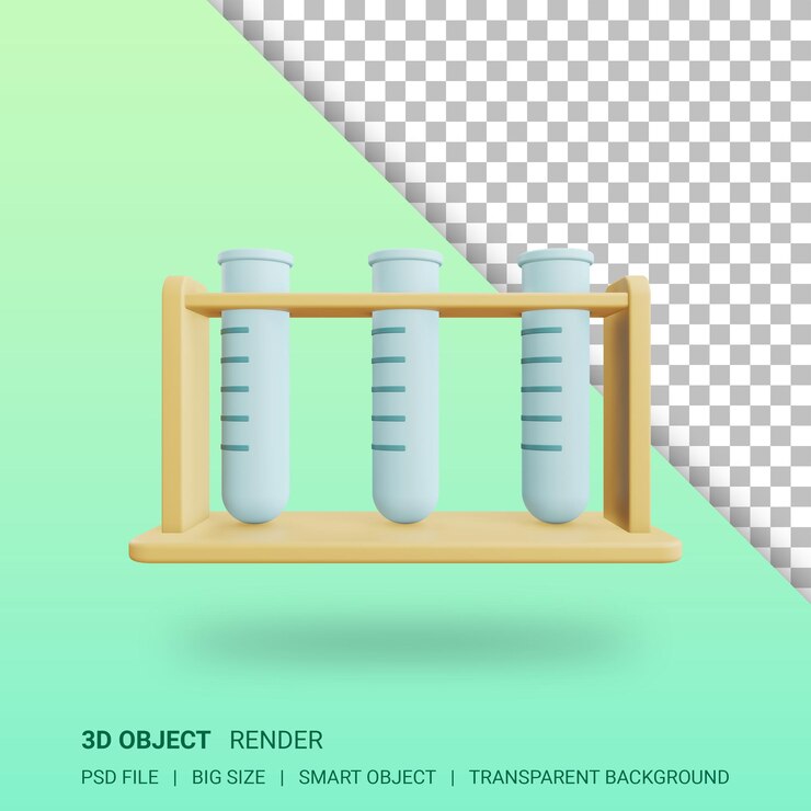 PSD tubos de ensayo 3d ilustración médica diseño aislado