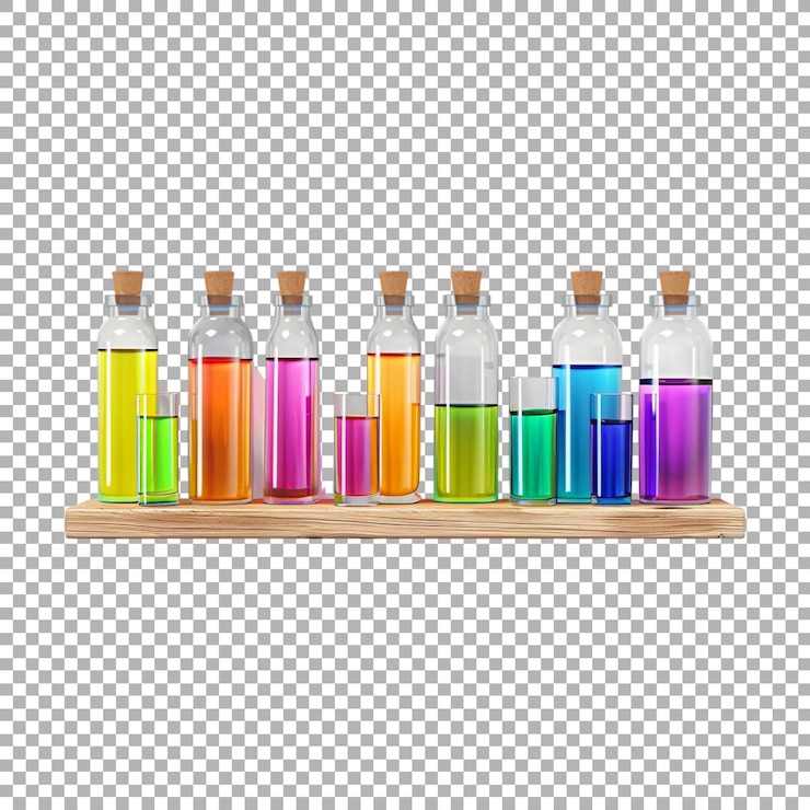 PSD tubos de ensayo con líquido en laboratorio en un fondo transparente generado por ai