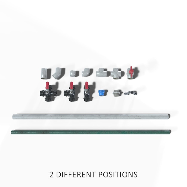 Tubos modulares psd, incluindo sombreamento com 2 posições diferentes de objetos isolados