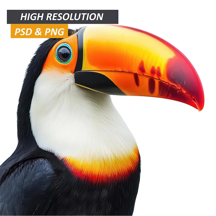 PSD tucan bird de alta resolución en formato psd png