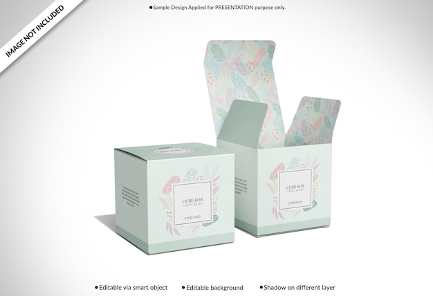 Tuck Top Cube Box Mockup