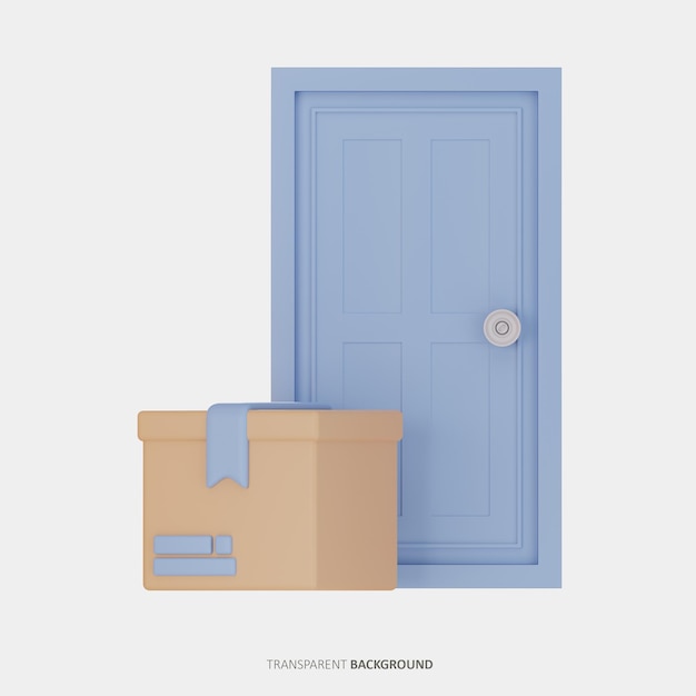 Tür mit Box-Lieferpaket 3D-Symbol