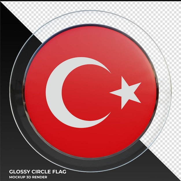 PSD türkei realistische 3d-texturierte glänzende kreisflagge