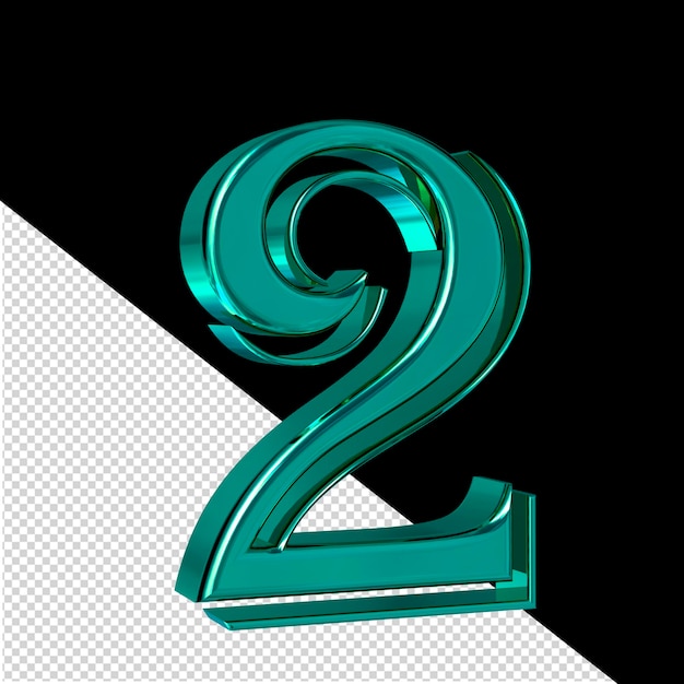 Türkisfarbenes Symbol, Ansicht von links, Nummer 2