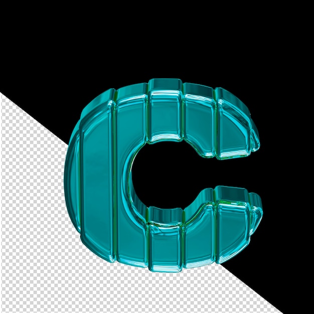Türkisfarbenes symbol mit gürtelbuchstabe c