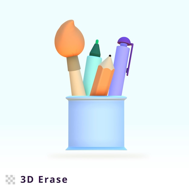 Étui à crayons de rendu 3D Illustration