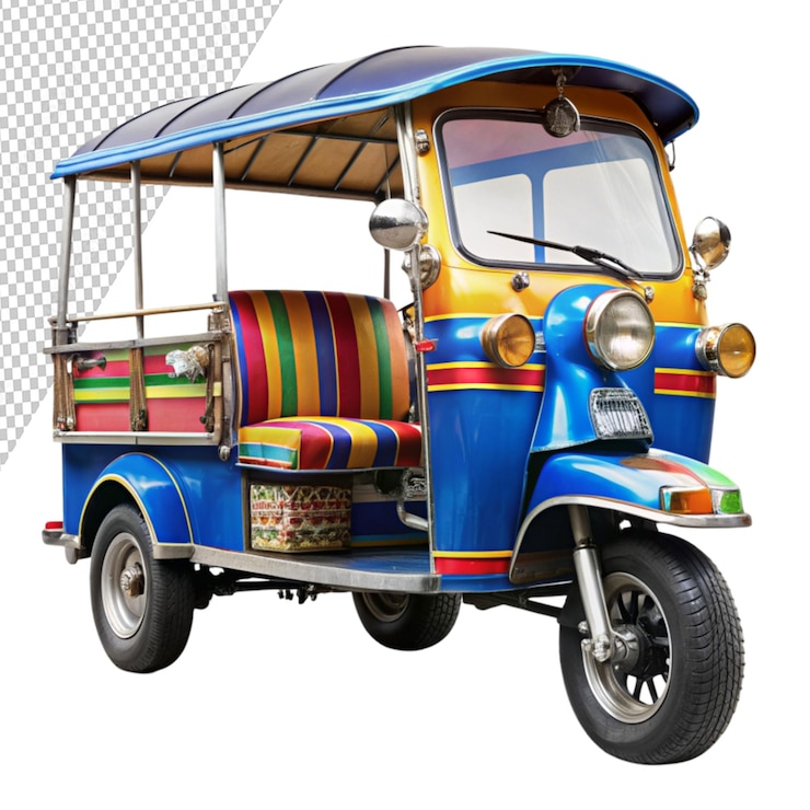 PSD tuk tuk en tailandia en un fondo transparente