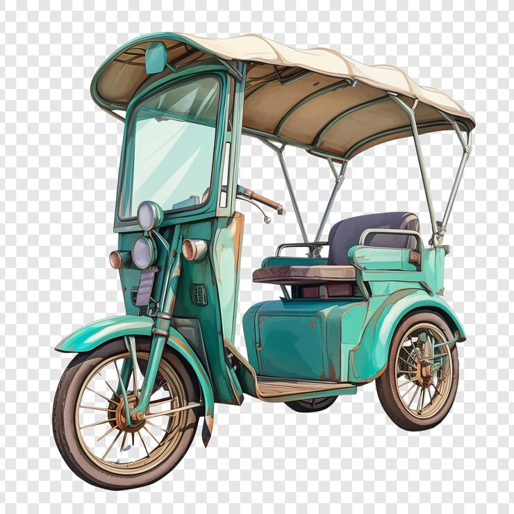 PSD el tuktuk de color turquesa de época