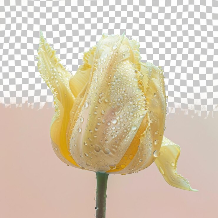 PSD un tulipán amarillo con gotas de agua en él