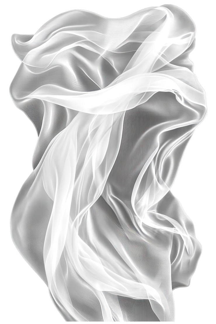 Tulle tela que fluye con gracia hiperrealista aislado blanco llano trasfondo transparente altamente De