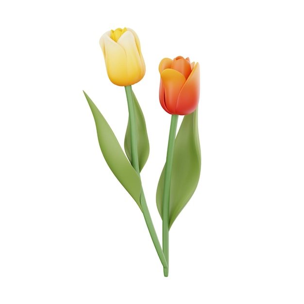 Tulpe 3d-symbol für blumen