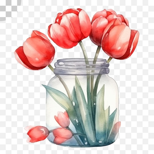 PSD tulpenaquarell transparenter hintergrund