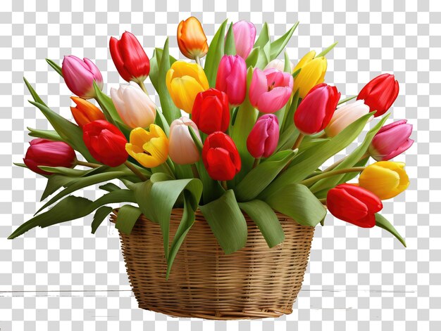 PSD tulpenblumen-clipart auf durchsichtigem hintergrund vektorillustration