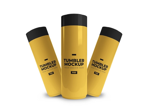 Tumbler Mockup 3D en un fondo blanco aislado