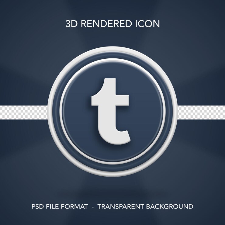 PSD tumblr logo 3d social media icon concept 3d render