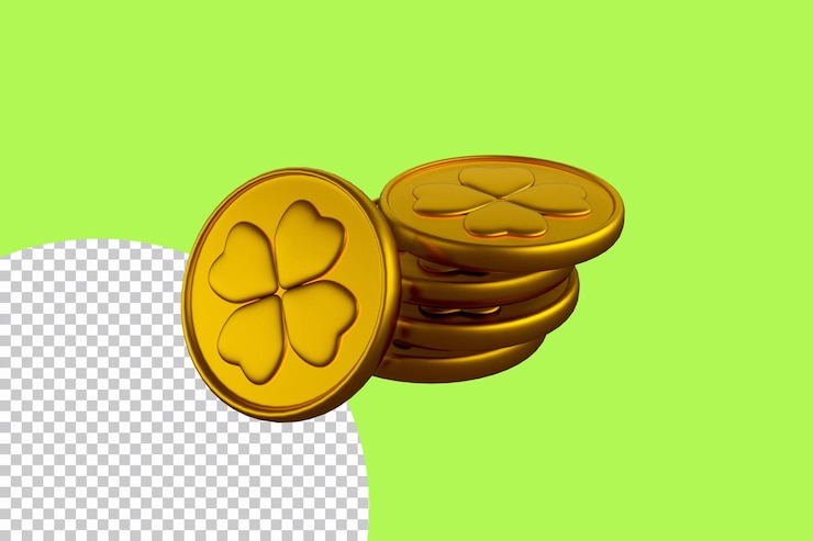 PSD tumpukan koin kuning dalam gaya kartun render 3d