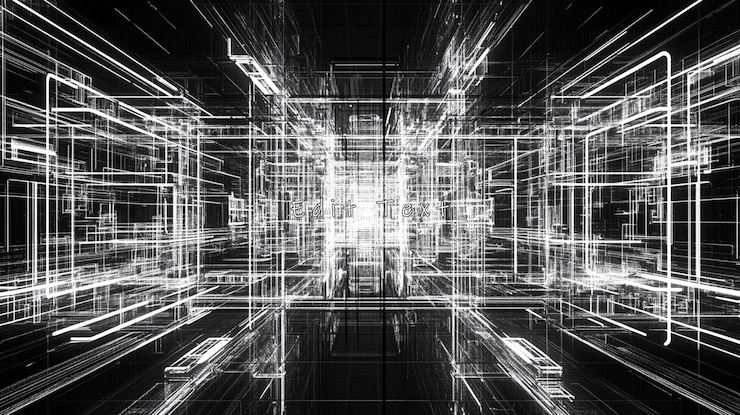 PSD túnel digital abstracto con líneas brillantes y diseño futurista