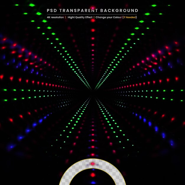 Un túnel triangular infinito de llamaradas brillantes en un fondo transparente