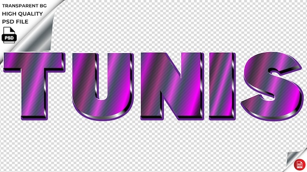 PSD tunis typographie lila licht text metall psd durchsichtig