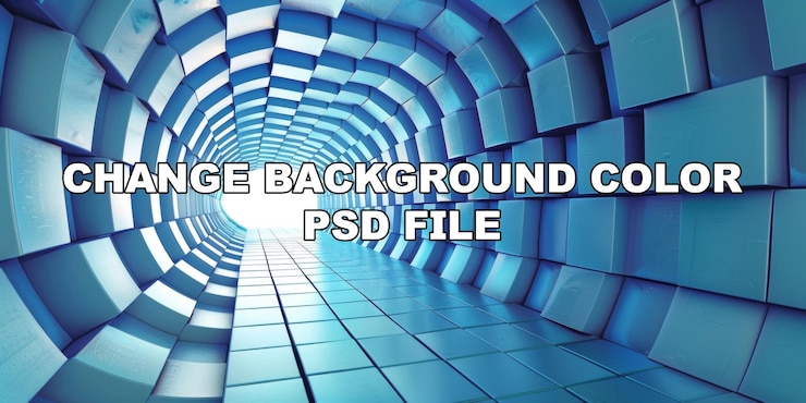 PSD un tunnel bleu avec une lumière blanche qui brille à travers lui à l'arrière-plan