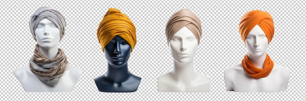 Turbanos homens manequim fundo transparente imagem isolada geradora de IA