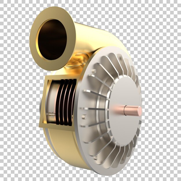 Turbina del motore dell'auto su sfondo trasparente 3d rendering illustrazione