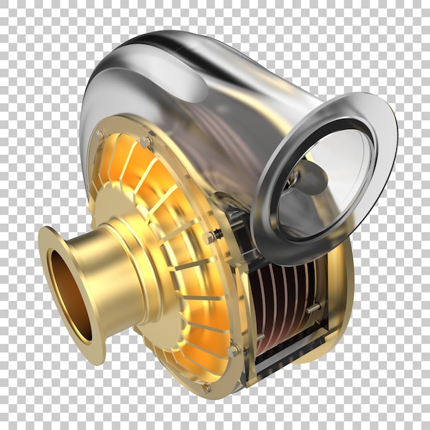 Turbina del motore dell'auto su sfondo trasparente 3d rendering illustrazione