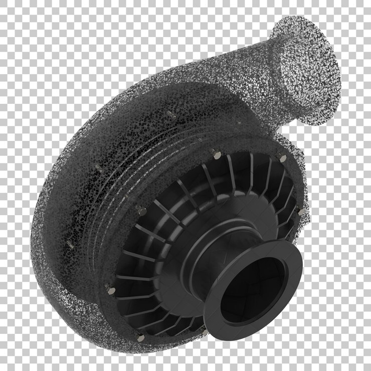 PSD turbina del motore dell'auto su sfondo trasparente 3d rendering illustrazione