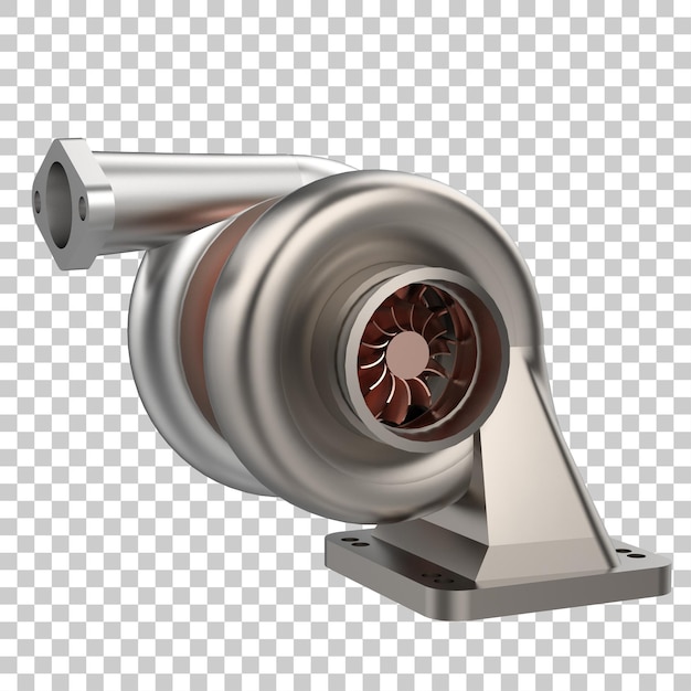 PSD turbina de motor de coche en ilustración de renderizado 3d de fondo transparente