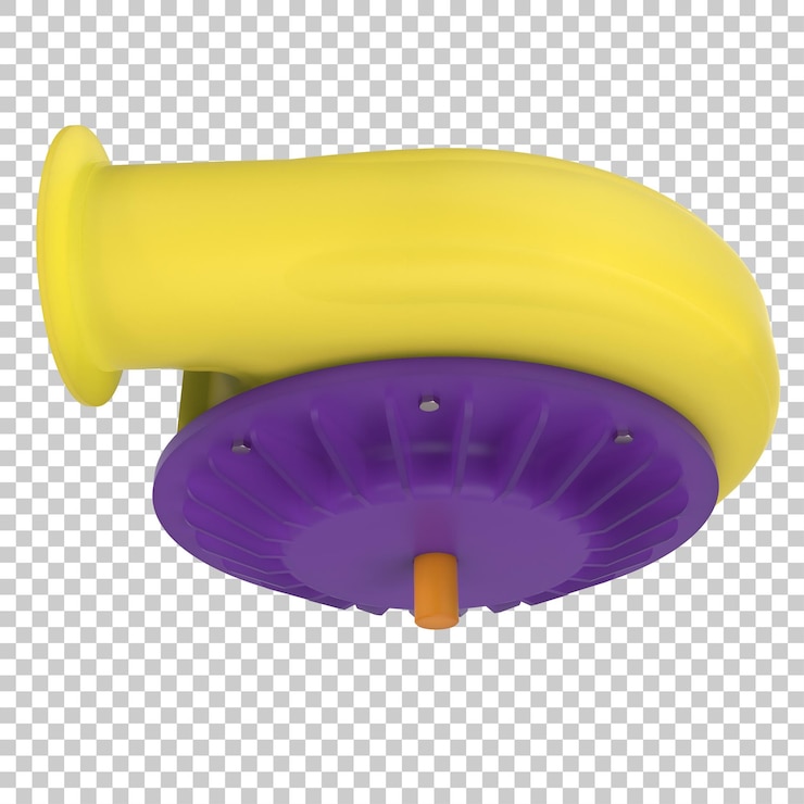 PSD turbina de motor de coche en ilustración de renderizado 3d de fondo transparente