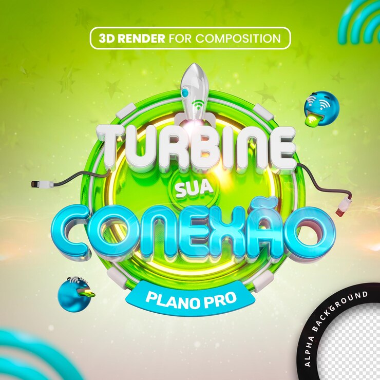 PSD turbina sua conexao verde renderização 3d