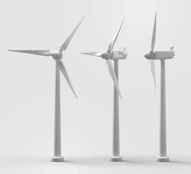 PSD turbine éolienne 3d sur fond transparent