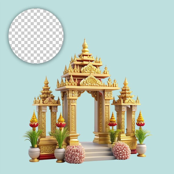 PSD el turismo icónico de tailandia en un fondo transparente