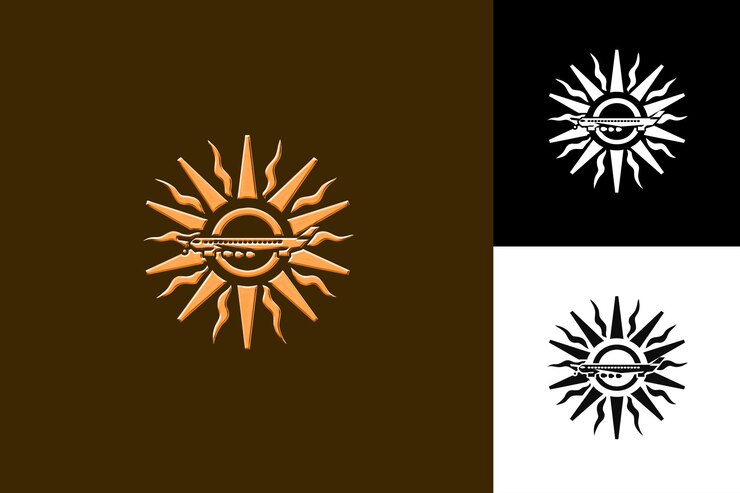 PSD turismo indonesio con icono de emblema con un diseño vectorial abstracto estilizado inspirado en la cultura ima
