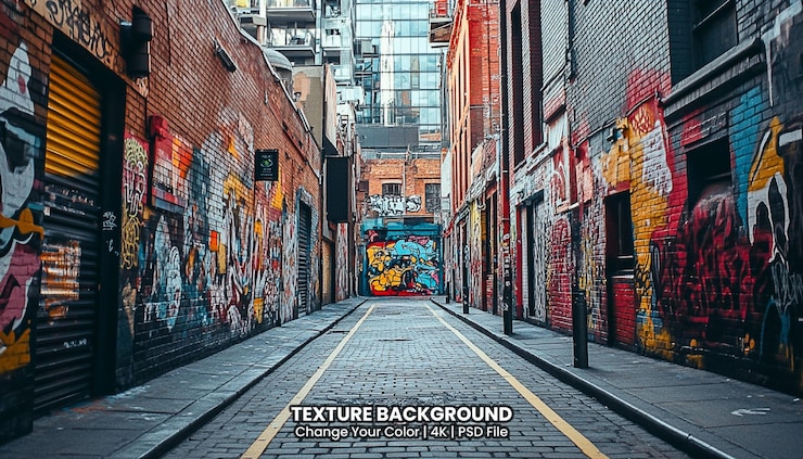PSD turistas en hosier lane, uno de los famosos callejones de arte callejero de melbourne
