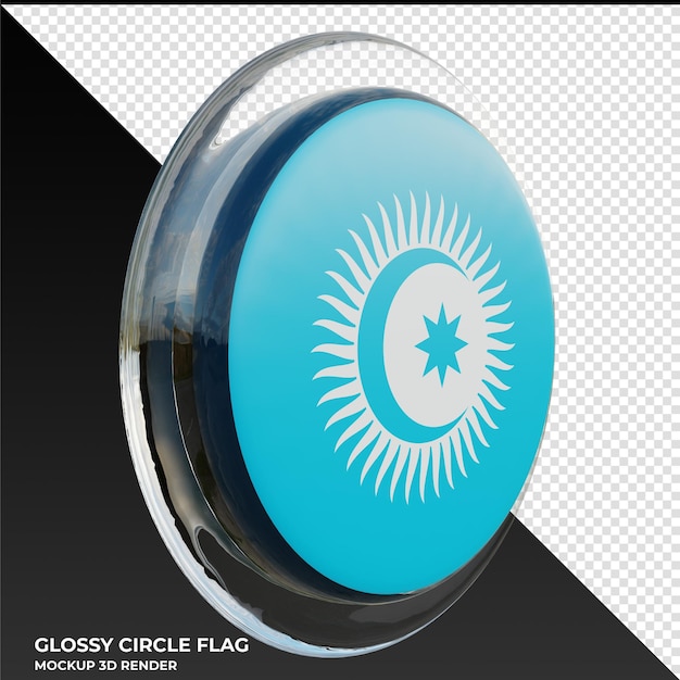 Turkic Council0003 Drapeau De Cercle Brillant Texturé 3d Réaliste