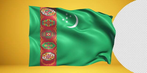 PSD turmenistán bandera ondeante realista aislado en png transparente