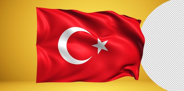 PSD turquia acenando a bandeira realista isolado em png transparente