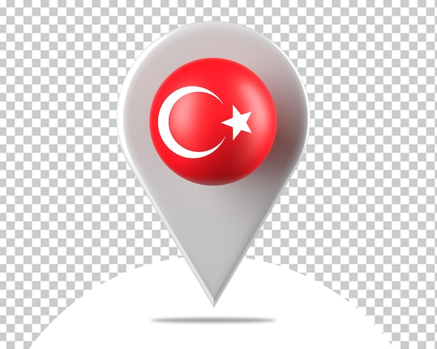 PSD turquía ubicación mapa bandera logo pin render 3d