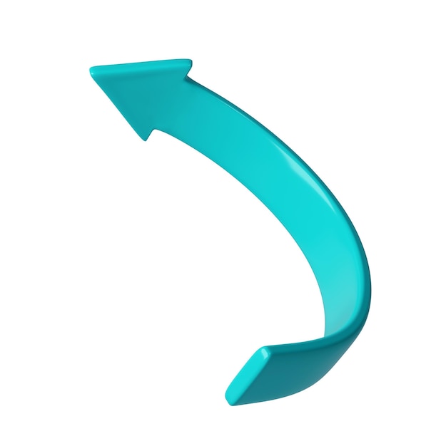 PSD turquoise 3d demi-cercle flèche vers le haut direction signe ou icône pour le bouton web et l'interface et l'illustration de la conception de la navigation