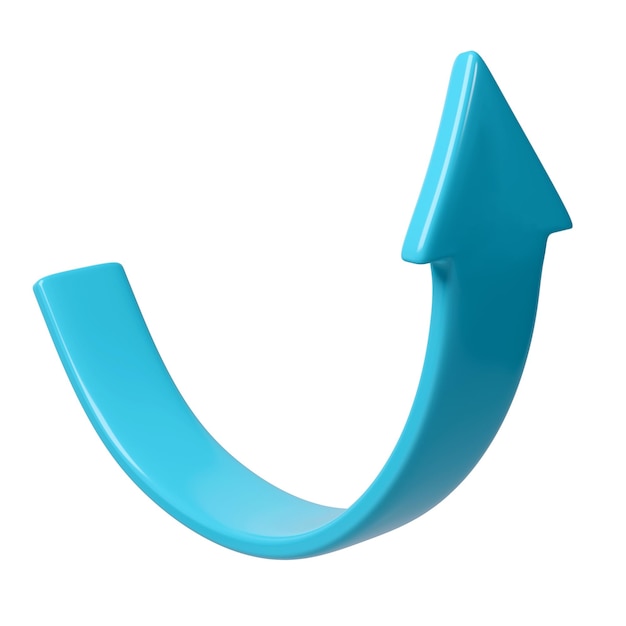 PSD turquoise 3d demi-cercle flèche vers le haut direction signe ou icône pour le bouton web et l'interface et l'illustration de la conception de la navigation